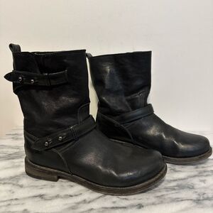 Rag & bone Black Leather Ankle moto Boots womens sz 39/9